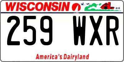 WI license plate 259WXR