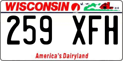 WI license plate 259XFH
