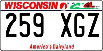 WI license plate 259XGZ