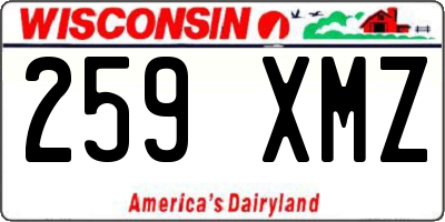 WI license plate 259XMZ