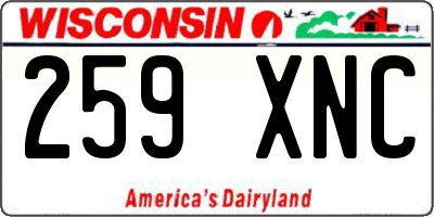 WI license plate 259XNC