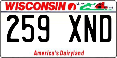 WI license plate 259XND