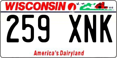 WI license plate 259XNK