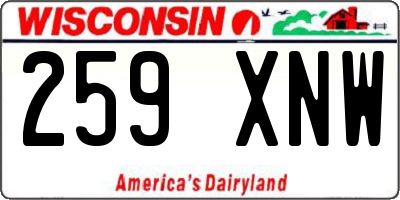 WI license plate 259XNW