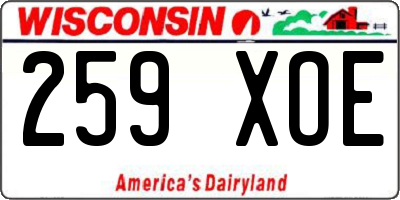 WI license plate 259XOE