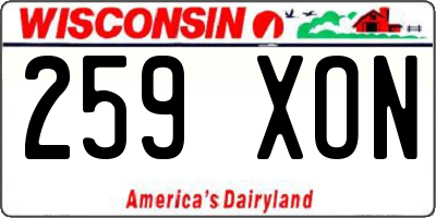 WI license plate 259XON