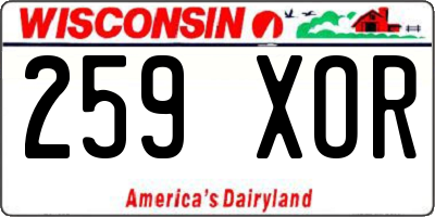 WI license plate 259XOR