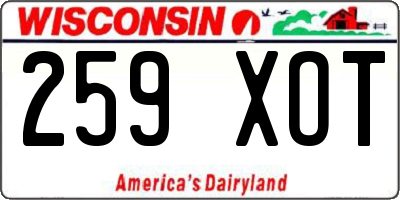 WI license plate 259XOT
