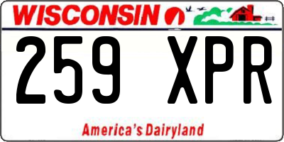 WI license plate 259XPR