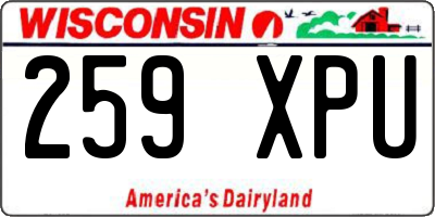 WI license plate 259XPU