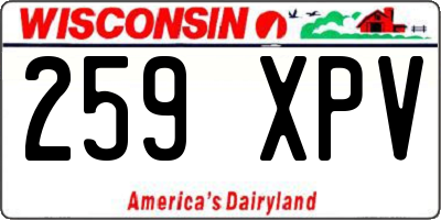 WI license plate 259XPV