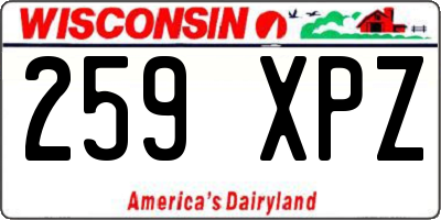 WI license plate 259XPZ