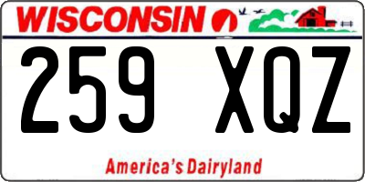 WI license plate 259XQZ