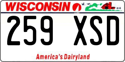 WI license plate 259XSD