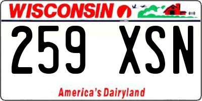 WI license plate 259XSN