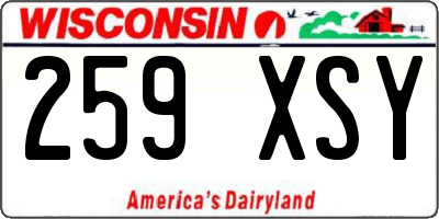 WI license plate 259XSY