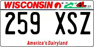 WI license plate 259XSZ