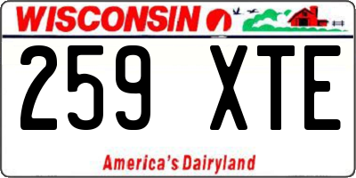 WI license plate 259XTE