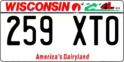 WI license plate 259XTO