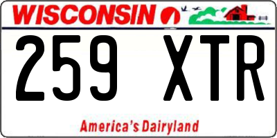 WI license plate 259XTR