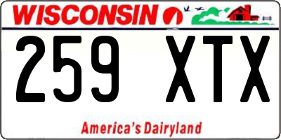 WI license plate 259XTX