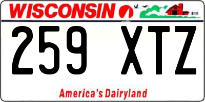 WI license plate 259XTZ
