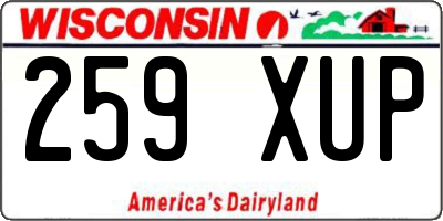 WI license plate 259XUP