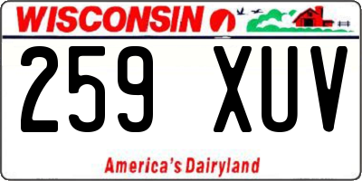 WI license plate 259XUV