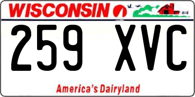 WI license plate 259XVC