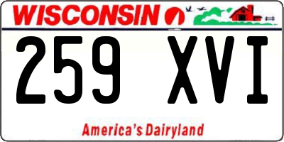 WI license plate 259XVI