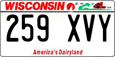 WI license plate 259XVY