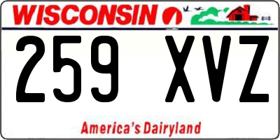 WI license plate 259XVZ