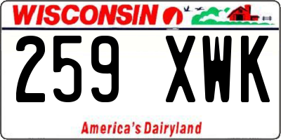 WI license plate 259XWK