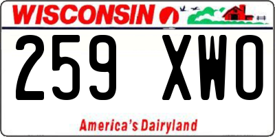 WI license plate 259XWO