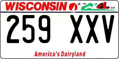 WI license plate 259XXV