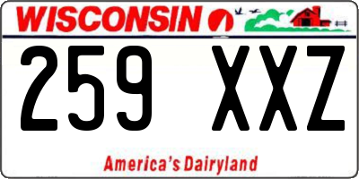 WI license plate 259XXZ
