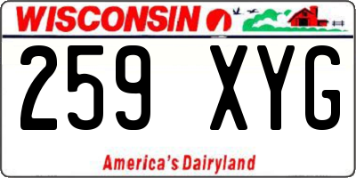 WI license plate 259XYG
