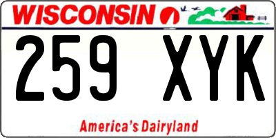 WI license plate 259XYK