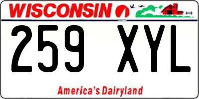 WI license plate 259XYL