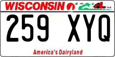 WI license plate 259XYQ