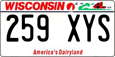 WI license plate 259XYS