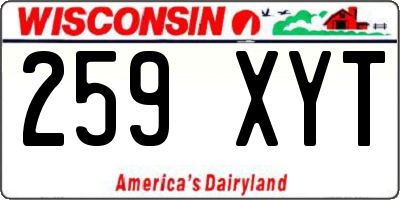 WI license plate 259XYT