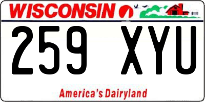 WI license plate 259XYU