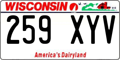 WI license plate 259XYV