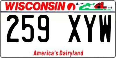 WI license plate 259XYW