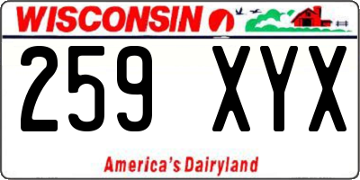 WI license plate 259XYX