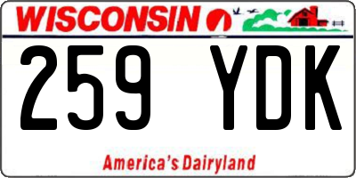 WI license plate 259YDK