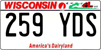 WI license plate 259YDS