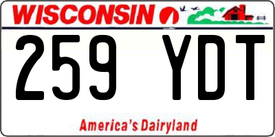 WI license plate 259YDT