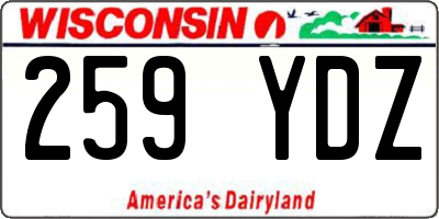 WI license plate 259YDZ